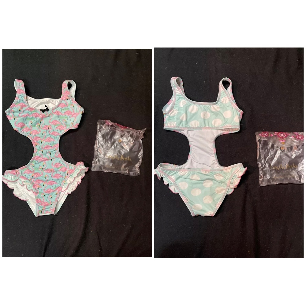 COSITA LINDA ONE-PIECE SWIM SUIT Kids Girls Sz 12 FITS 9-10 Flamingo Print